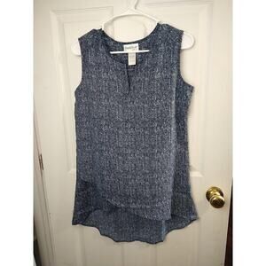 North style Blue V Neck Tunic Asymmetrical Hem Tank. Size S